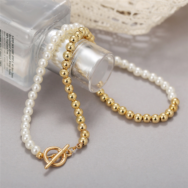 Wholesale Fashion Pearl Pendant Ot Buckle Stitching Alloy Necklace Nihaojewelry display picture 11