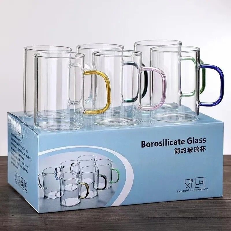 メーカー卸売 クリエイティブな6色高ホウケイ酸耐熱ガラスカップ ティーカップ 家庭用カップ 耐高温高ホウケイ酸ガラス|undefined