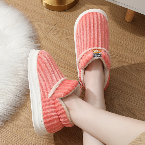 New  High-Top Couple Cotton Slippers for Women, with Heel for Winter Outdoor Wear, Fleece Lined, Warm and Thick Flat Sole Cotton Shoes for Men