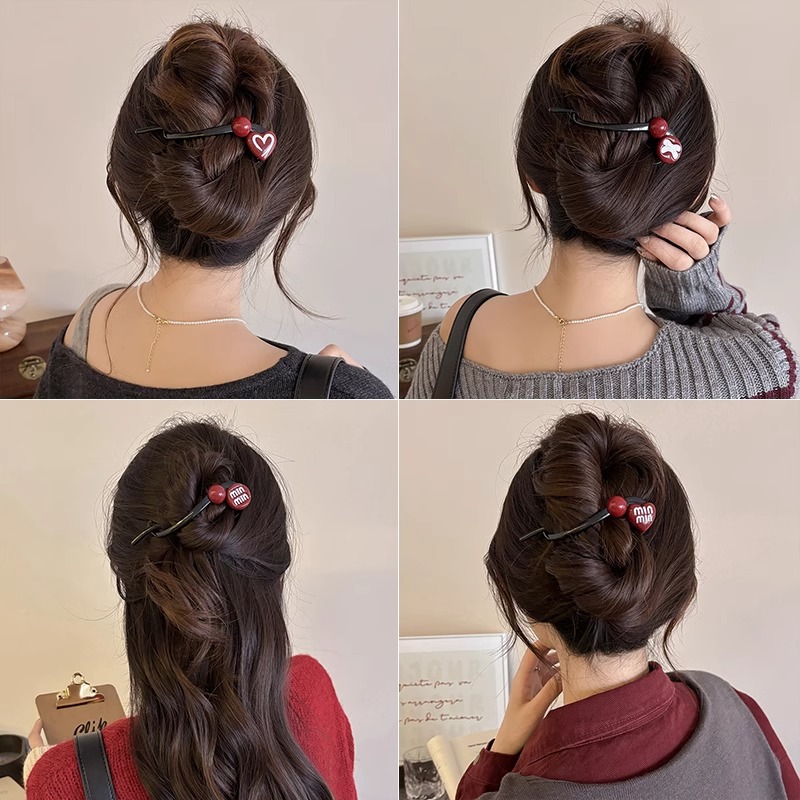 Anchor rojo amor agarrar clip de cabeza de mujer torsión clip de cabello temperamento universal de alto nivel clip de cabello tocado