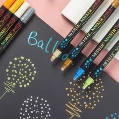 Conquer 6300 Double-Headed Dot Metal Watercolor Markers, 36 Colors DIY Hand-Painted Doodle Sparkling Dot Highlighters