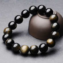 超神曜 天然金曜石5A级猫眼手链 12mm男士手链 金耀石手串饰品