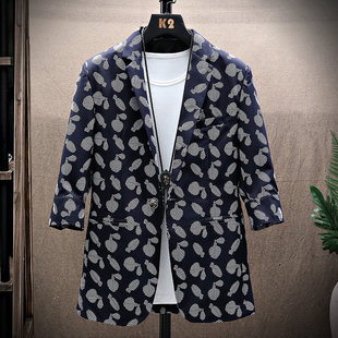 2025 New Summer Men's Jacket Slim Suit Male Teenager Student Three-Quarter Sleeve Long-Term 0108