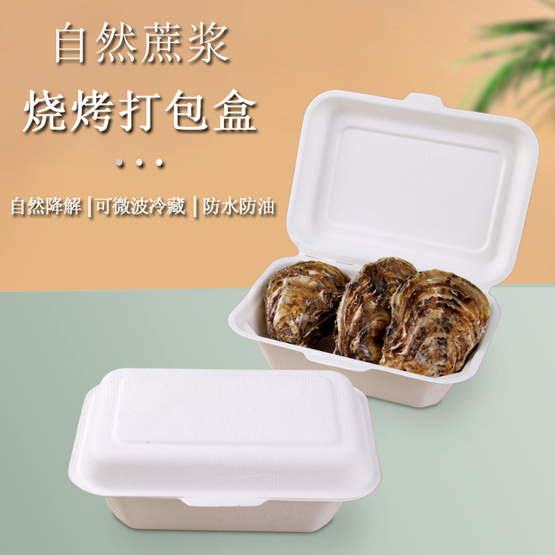 厂家批发一次性纸餐盒炒粉煎饺米饭烧烤降解便当盒生煎外卖打包盒