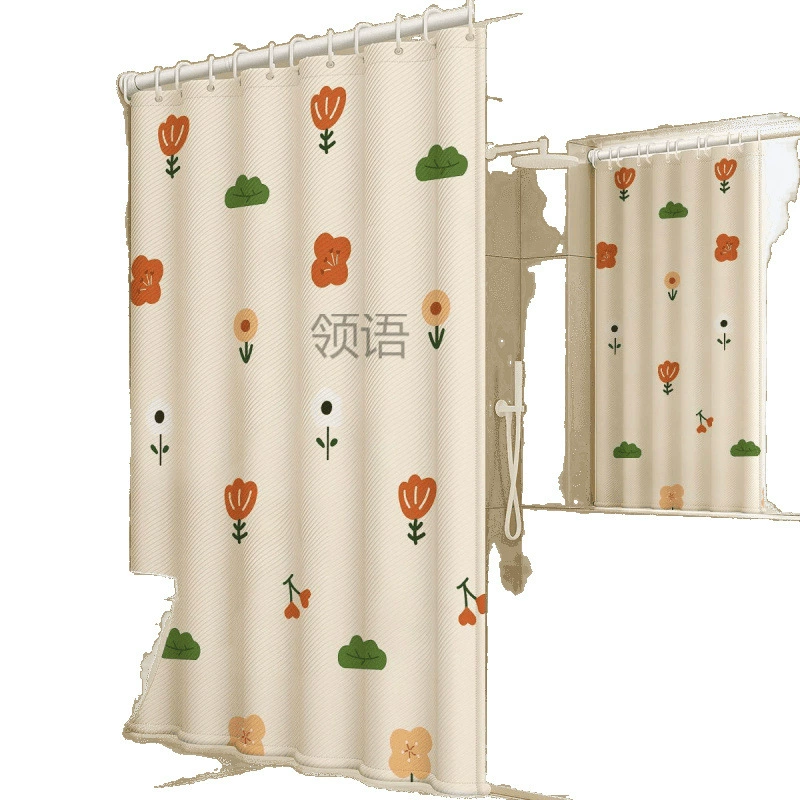 L-yu 3 bathroom shower curtain toilet curtain thickened set partition mildew-proof door curtain waterproof hanging curtain punched curtain wash