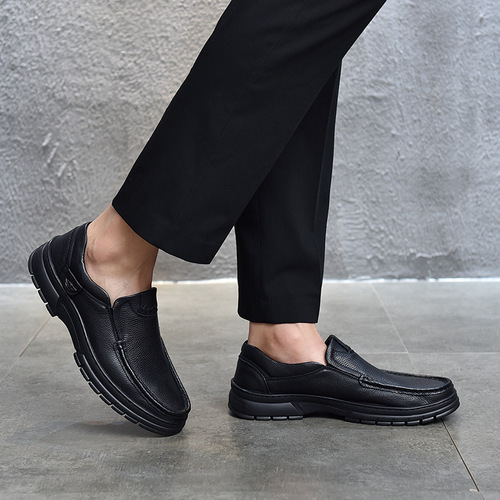 New business leather shoes for men, genuine leather soft sole, versatile first layer cowhide, low-top men's leather shoes, round toe