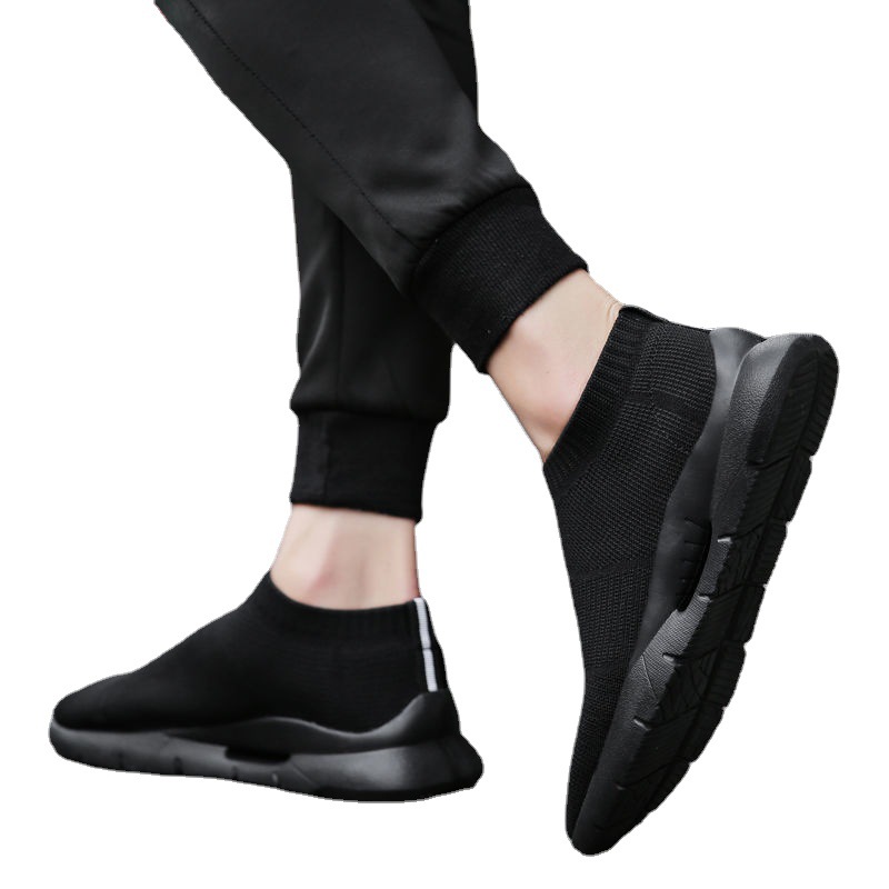Men's tennis shoes, summer breathable, sports and casual socks, all black, fitness size, one kick_voghion.com