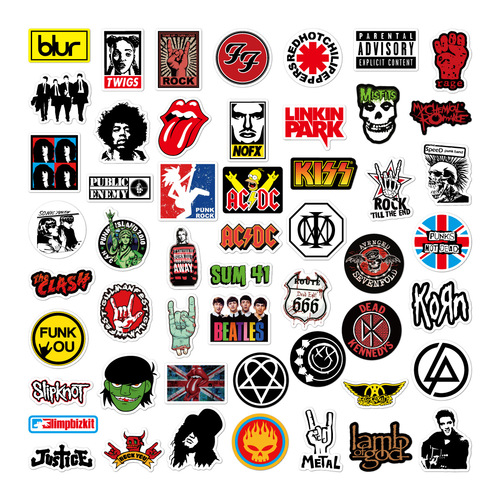 50 out of 100 Hip-Hop Punk Vinyl Rock Sticker Luggage Guitar Rock Band Stickers