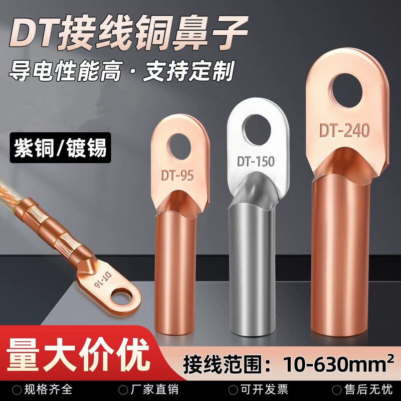 DT铜鼻子接线端子电缆线鼻子接头16/25/35/70/95/185/240平方|undefined