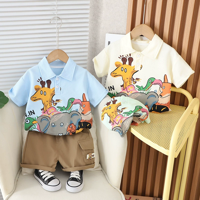 Summer clothing, set, cartoon children's polo, with short sleeve