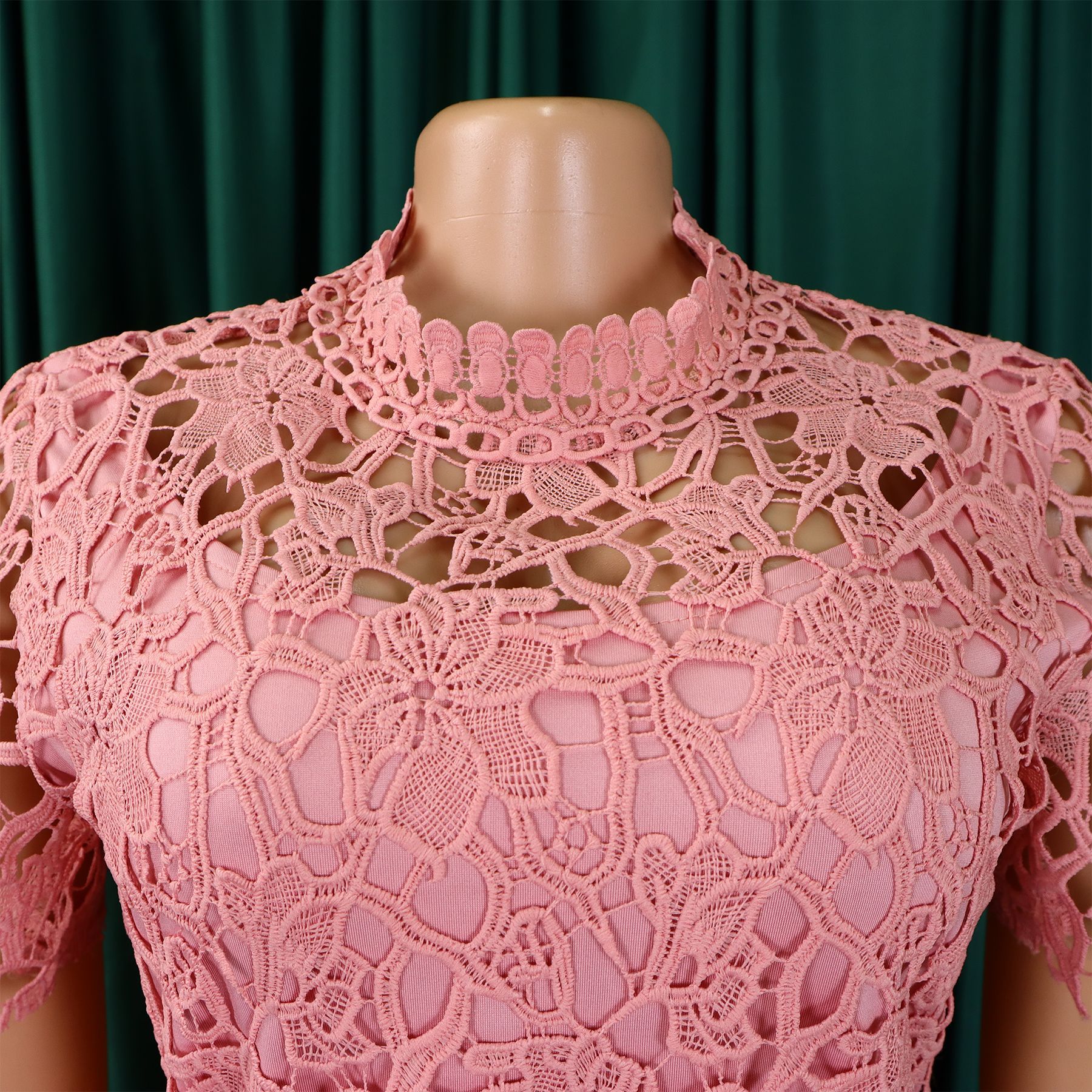 546g Weight Short Sleeve Sleeve Length Polyester Fabric Type High Waist Waist Line Jumpsuits Pants Type Daily Occasion Loose Fit Type Solid Color Pattern Summer Season Women's Gender Lace Design Casual Style Women's Daily Casual Solid Color Lace Jumpsuits 4