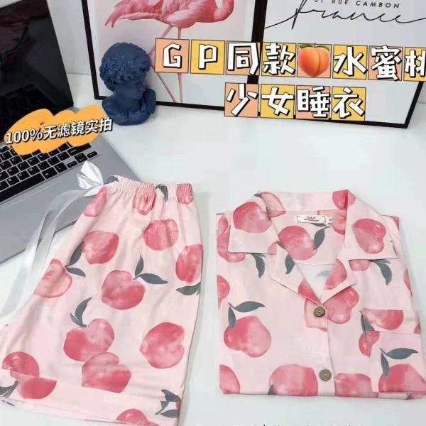 Летняя пижама женская Dongdamen короткий рукав, клетчатая, лёгкая, размеры M–XXL
