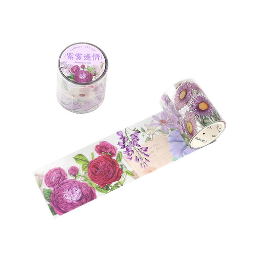 PET tape flowers cover the courtyard series retro literary and artistic flowers pull strip hand account decoration collage material 