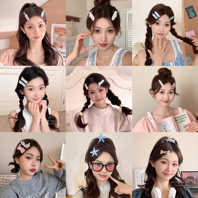 甘いガーリーでキュートなヘアピン、ドーパミン、万能サイド前髪ピン、額の前髪ピン、ワンラインカモノハシピン|undefined