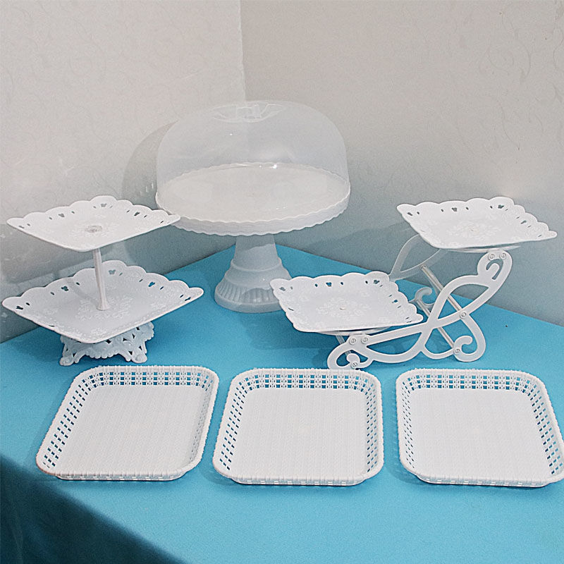 Dessert Table European-Style Three-Layer Fruit Plate Living Room Tea Machine Multi-Layer Household Dried Fruit Candy Plate Display Cake Stand