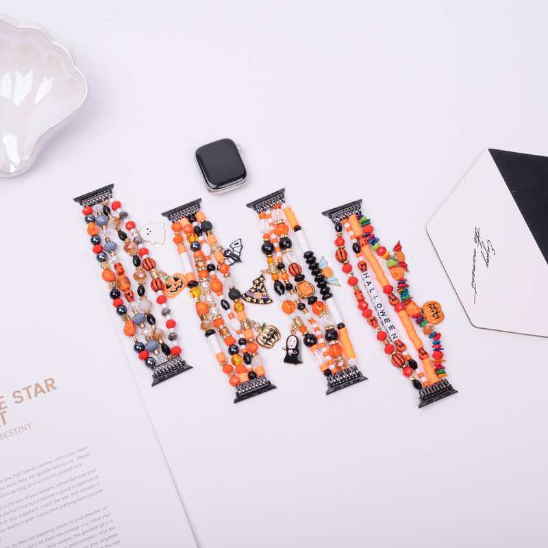 For Apple Applewatch S9 Watch Halloween Multi-Layer Bat Pumpkin Spider iwatch se Strap