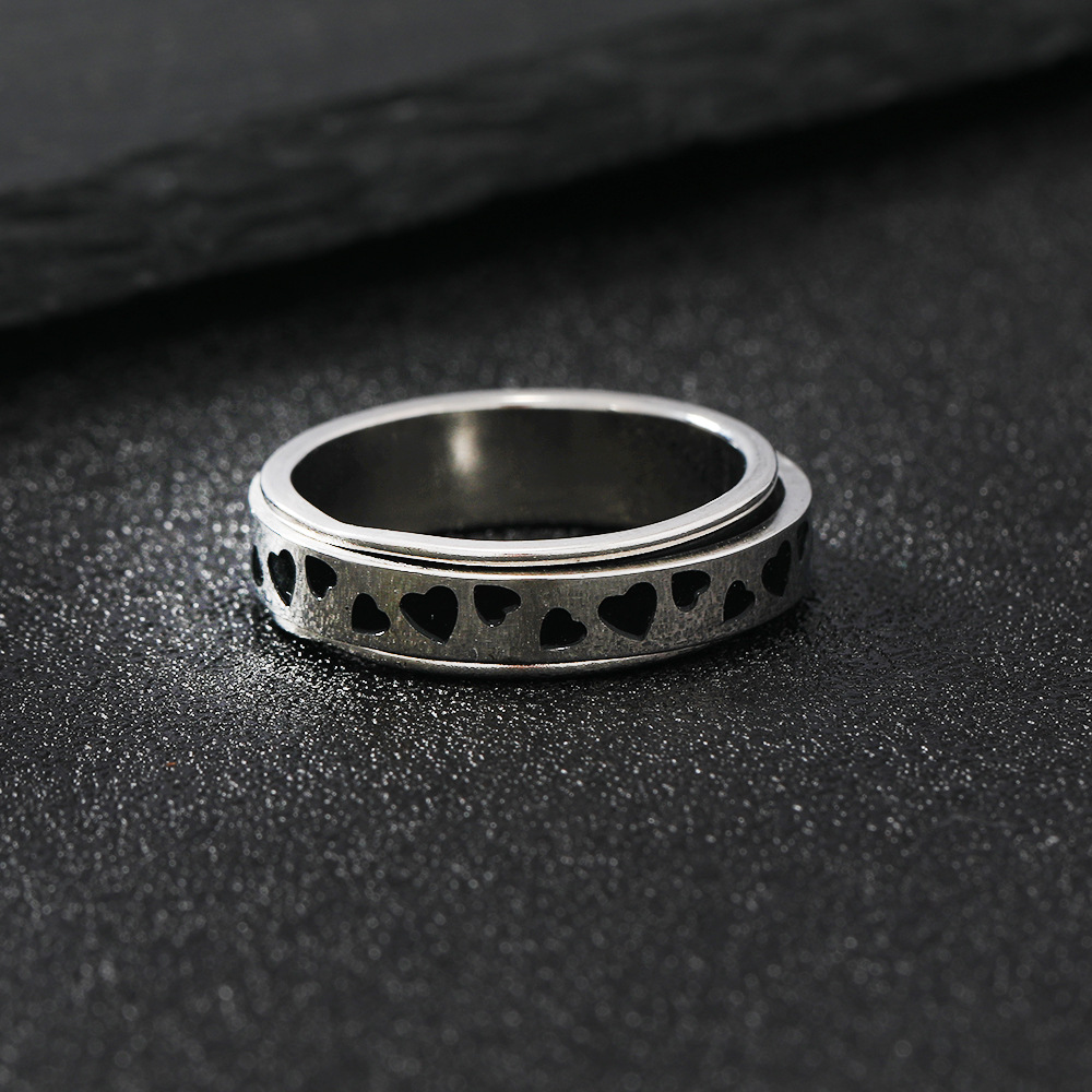 Comercio exterior suministro anillo de acero inoxidable personalidad moda melocotón corazón amor giratorio anillo de descompresión joyería de acero inoxidable