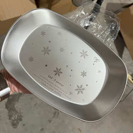 复古美学SUS304长方形盘子甜品早餐蛋糕盘韩式烤肉平底盘咖啡托盘