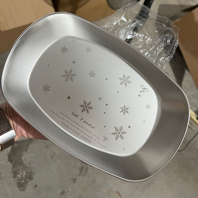 Retro Aesthetics SUS304 Rectangular Plate Dessert Breakfast Cake Plate Korean Style Barbecue Flat Bottom Plate Coffee Tray