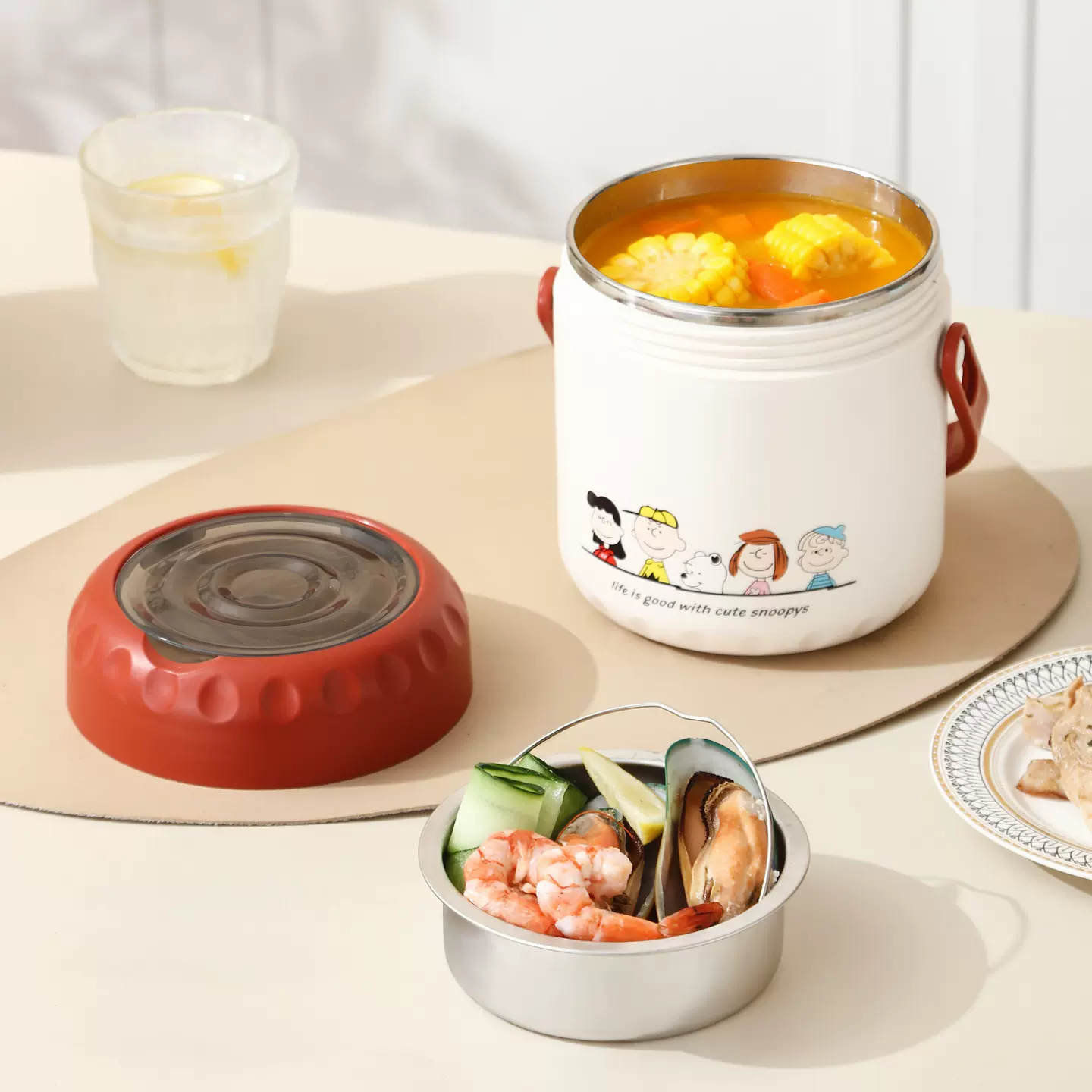 史努比INS风304不锈钢保温提锅学生上班打饭保温饭盒提桶大容量