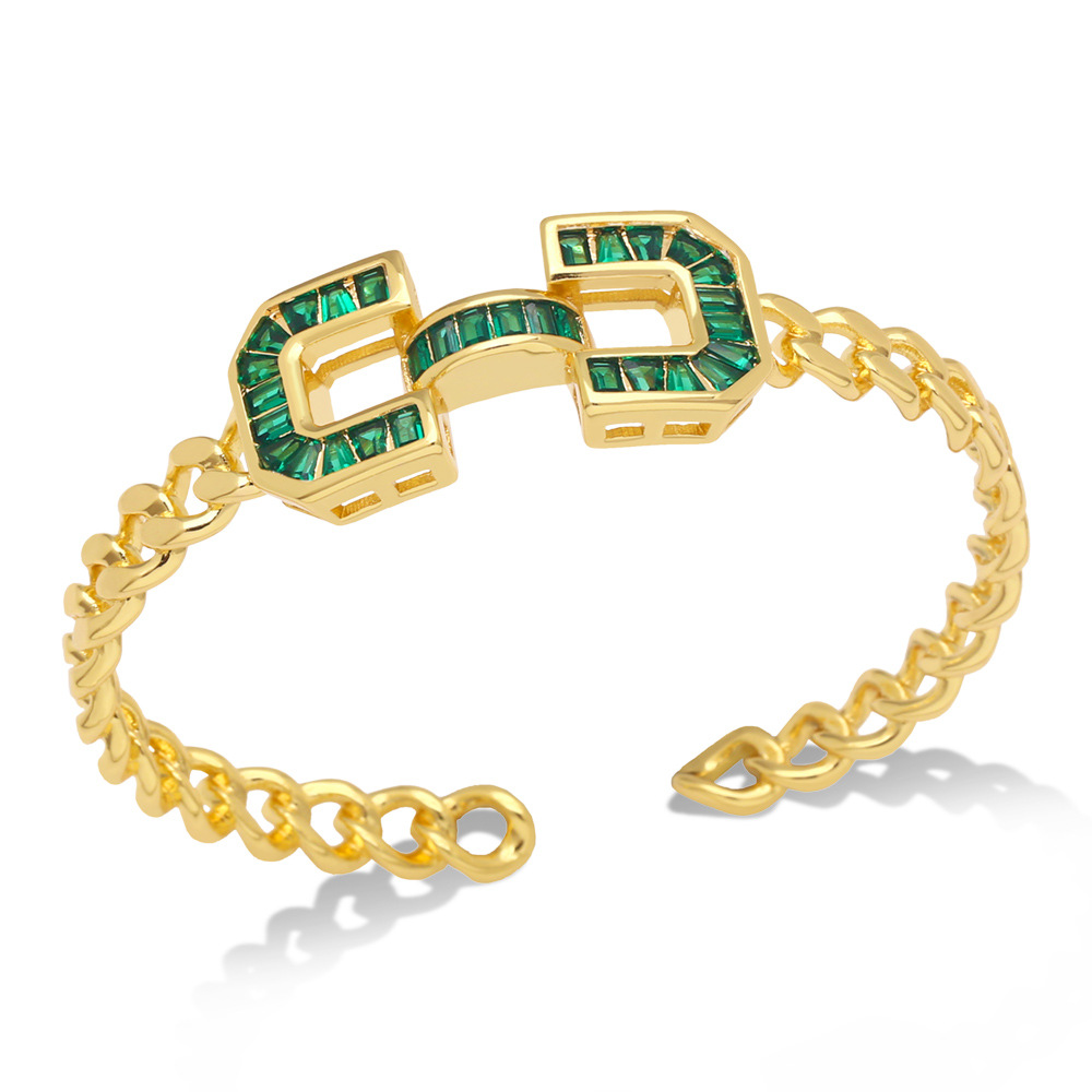 Fashion Geometric Copper Bangle Gold Plated Zircon Copper Bracelets