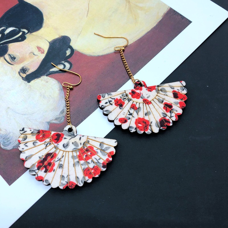 Fashion Leopard Star Fan Resin Earrings Wholesale display picture 9