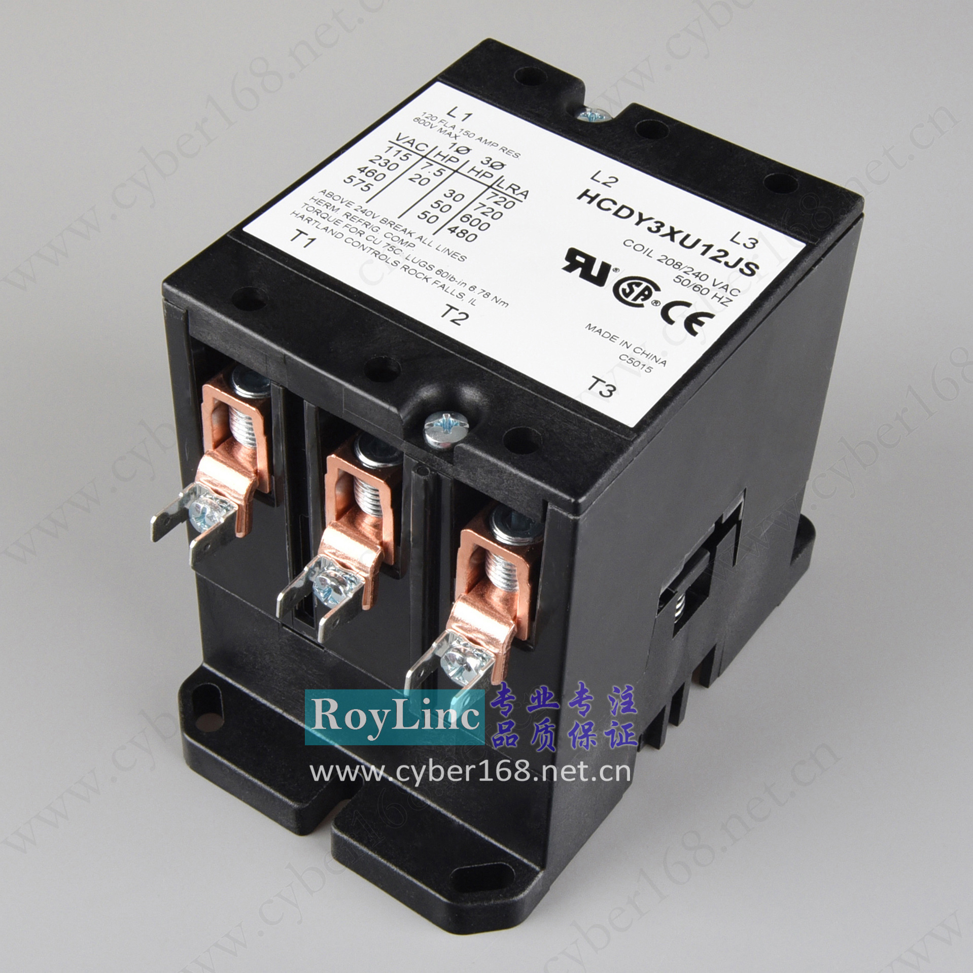 208V/240V 120A HCDY3XU12JSQU锅炉工业设备UL CSA三相交流接触器
