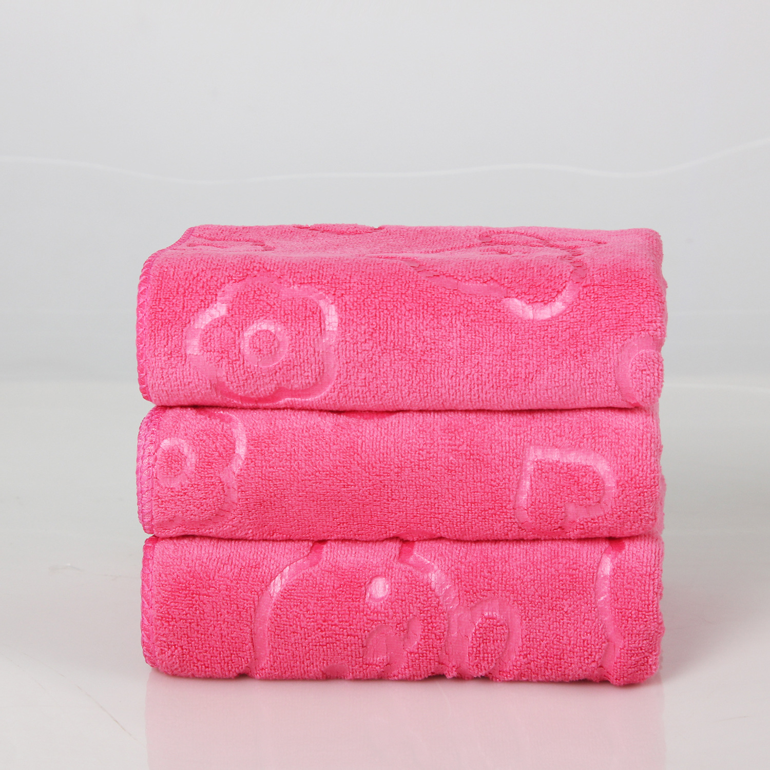 핑크 곰 프린트 타월