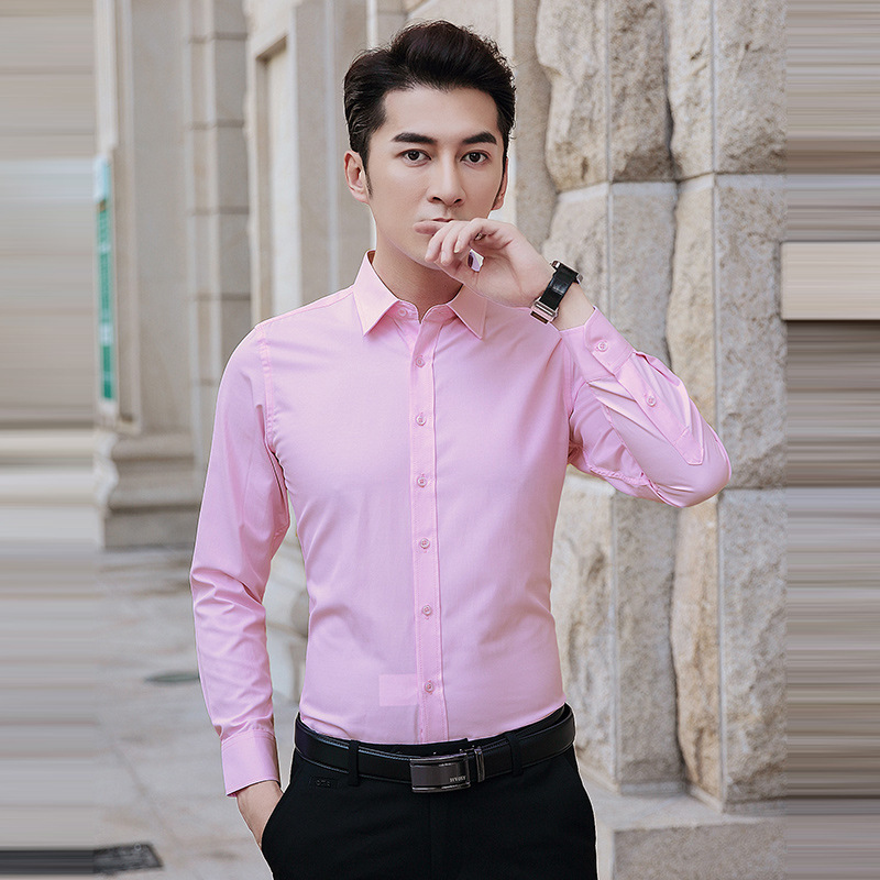 Розовая рубашка с длинным рукавом