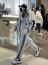 棉运动套装女春秋季学生韩版时尚宽松显瘦大码休闲两件套跑步服