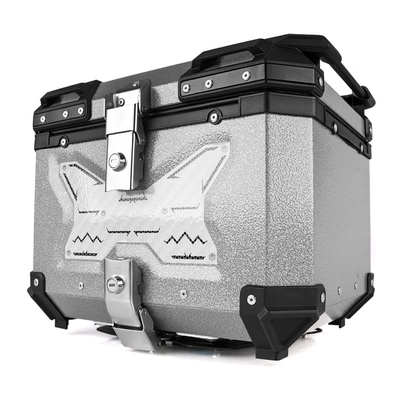 Motorcycle trunk Waterproof and Anti-Collision Storage Box - 45l-embossed-triangle-tube-patch-tail-boxall-silver