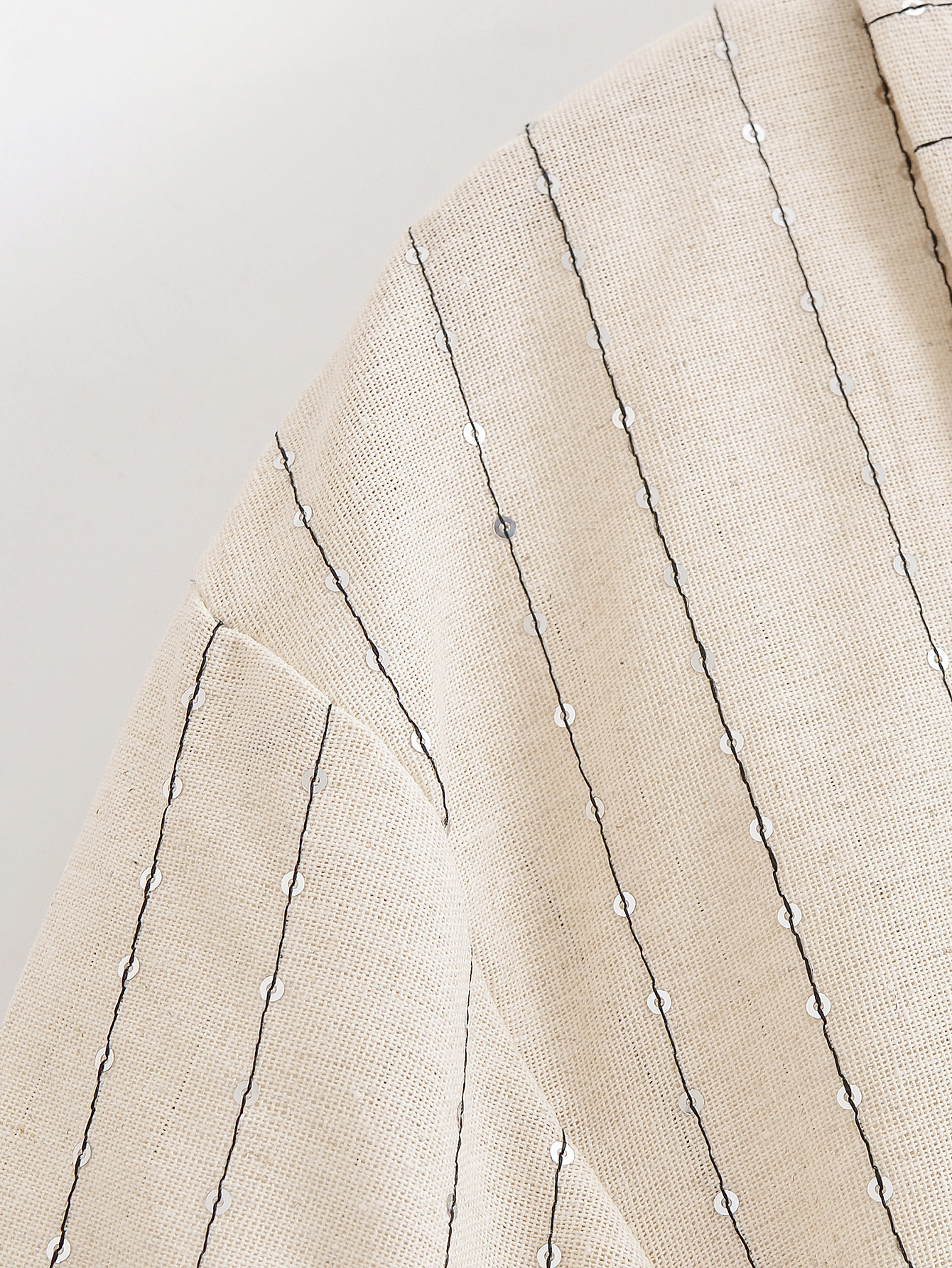 GraceChic Za Cross-Border Women's New Set Blazer + Sequin Striped Casual Pants_voghion.com