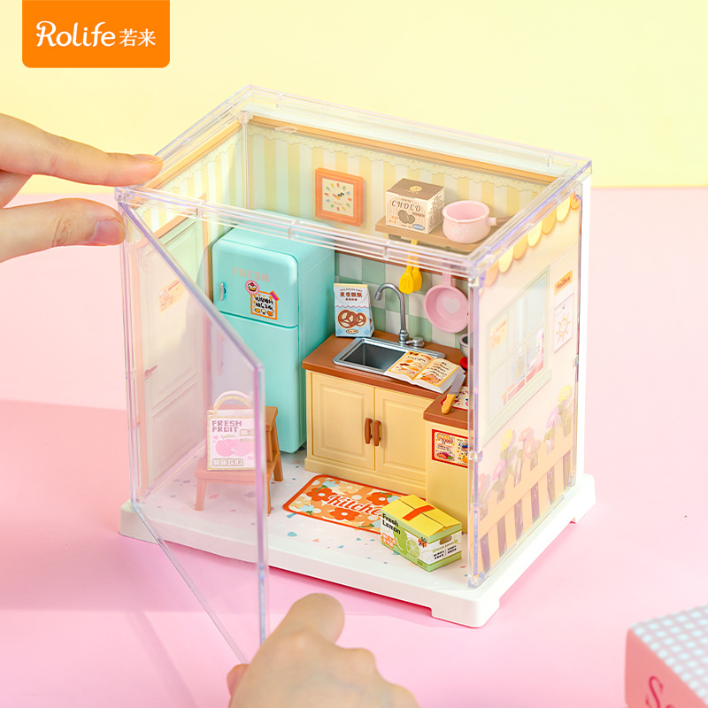 Rollife Ruo Lai Super World bricolaje hecho a mano cabaña mini modelo de casa bloque de construcción juguete mujer