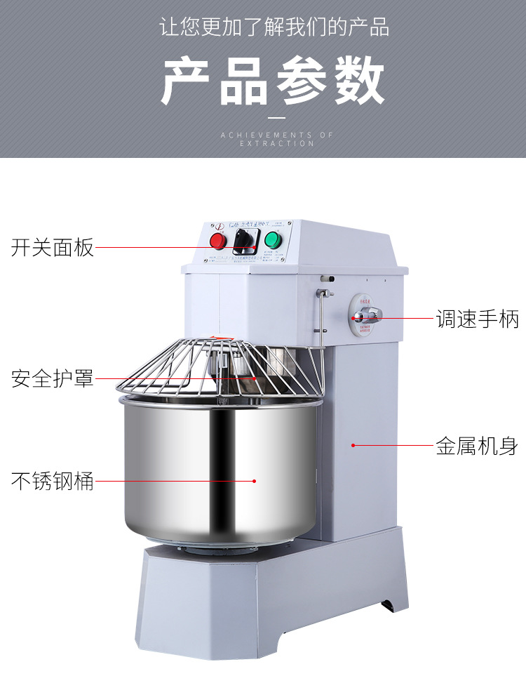Lifeng Teigknetmaschine Gastro H20FH30F Doppelbewegung Doppelgeschwindigkeit Aktive Teigmaschine 25 kg große Teigkneter Teigmischer