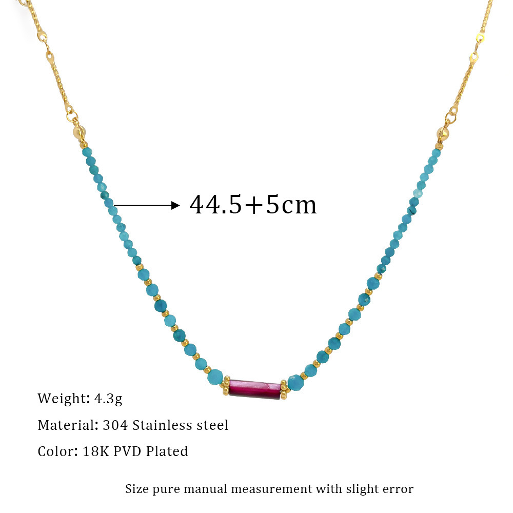 Pendant Necklace Classification Elegant Geometric 304 Stainless Steel Natural Stone Beaded Chain Cable Chain Pendant Necklace In Bulk