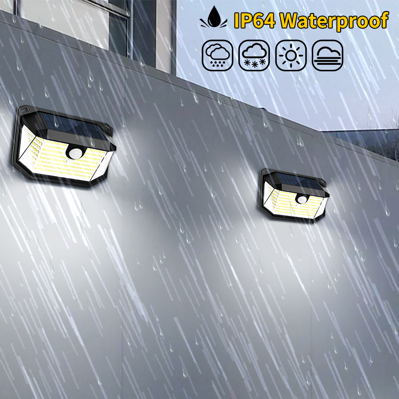 Lámpara solar de pared 416 LED | Luz exterior con sensor 3 lados