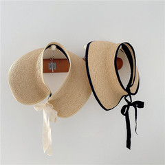 UPF50+大帽檐空頂草帽防曬防紫外線遮陽帽女夏天出遊海邊沙灘帽子