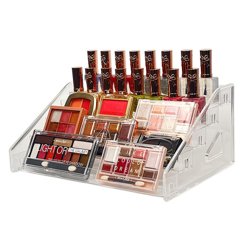 Transparent acrylic multi-layer nail polish display rack lipstick storage box eye shadow plastic nail salon cosmetic display stand
