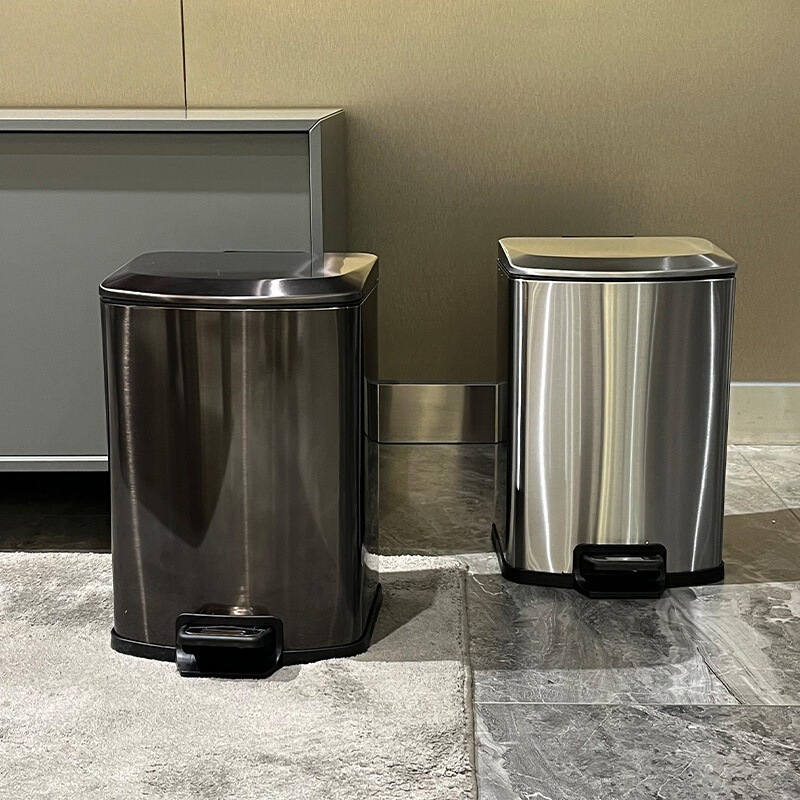 Large Stainless Steel Trash Can for Living Room with Lid, Foot-Operated, Square Storage Box, Silent Design, Large Capacity Large Stainless Steel Trash Can for Living Room with Lid, Foot-Operated, Square Storage Box, Silent Design, Large Capacity