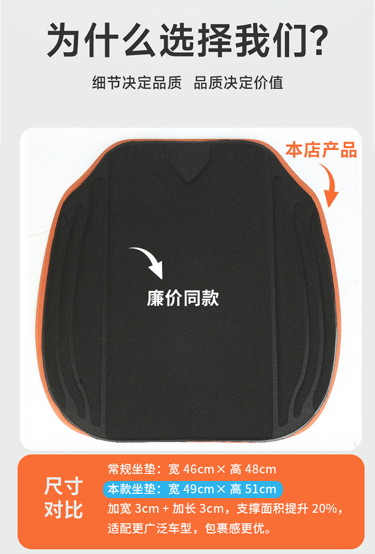 Seaweed fiber car seat cushion, universal for all seasons, latex cotton square cushion, non-slip, three-piece set for autumn and winter, breathable for the rear seat in summer