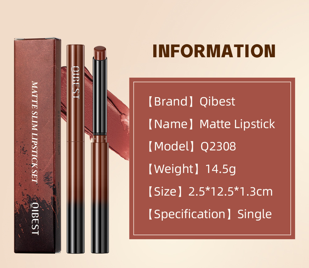 QIBEST Cross-border matte velvet matte lipstick does not stick to cups, does not fade, is easy to apply, moisturizes and lasts long, and is a lipstick for makeup undefined