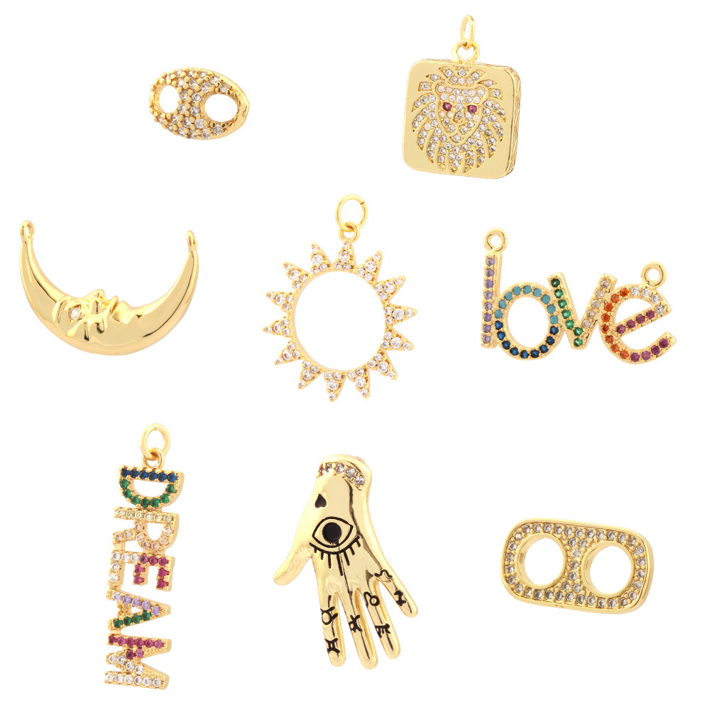 2g Weight Pendant Jewelry Making Type 16 * 19mm Jewelry Making Size Zircon Inlay Material DIY Jewelry Accessories Classification 1 Piece Quantity Copper Material Letter, Moon Pattern All Seasons Season Simple Style Style 1 Piece 16 * 19mm Copper Zircon Letter Moon Pendant 18