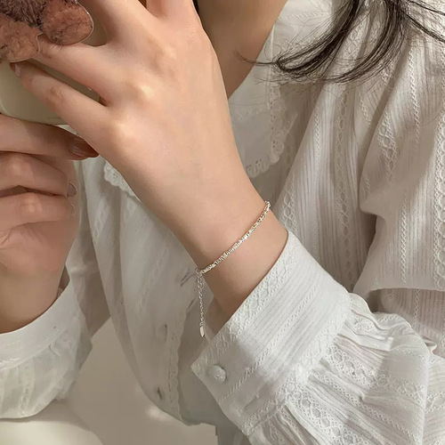 s925 silver broken silver bracelet women's fine live broadcast hot selling style ins light luxury sparkling handmade chain