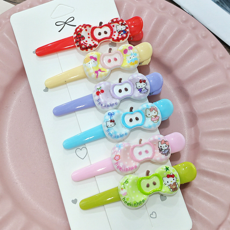 Apple Cat Children's Hair Clip Face Wash Makeup Clip Japanese Sweet Girl Style Bangs Side Clip Hairpin Hair Accessory