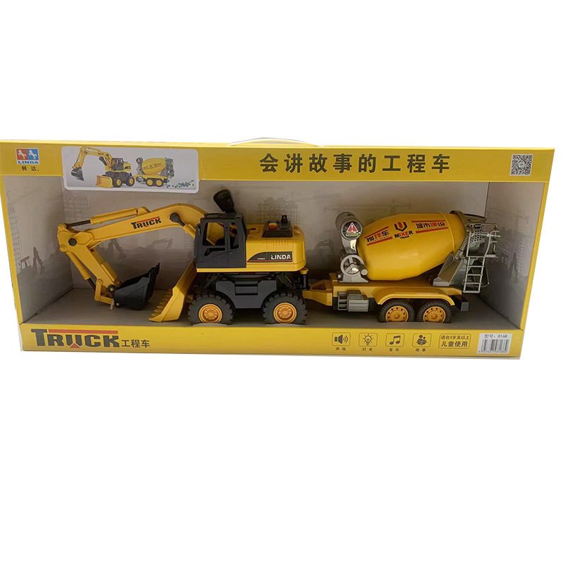 Linda historia contando la inercia del coche de juguete de los niños ingeniería de la música coche de bomberos policía coche mezclador camión vehículo todoterreno al por mayor