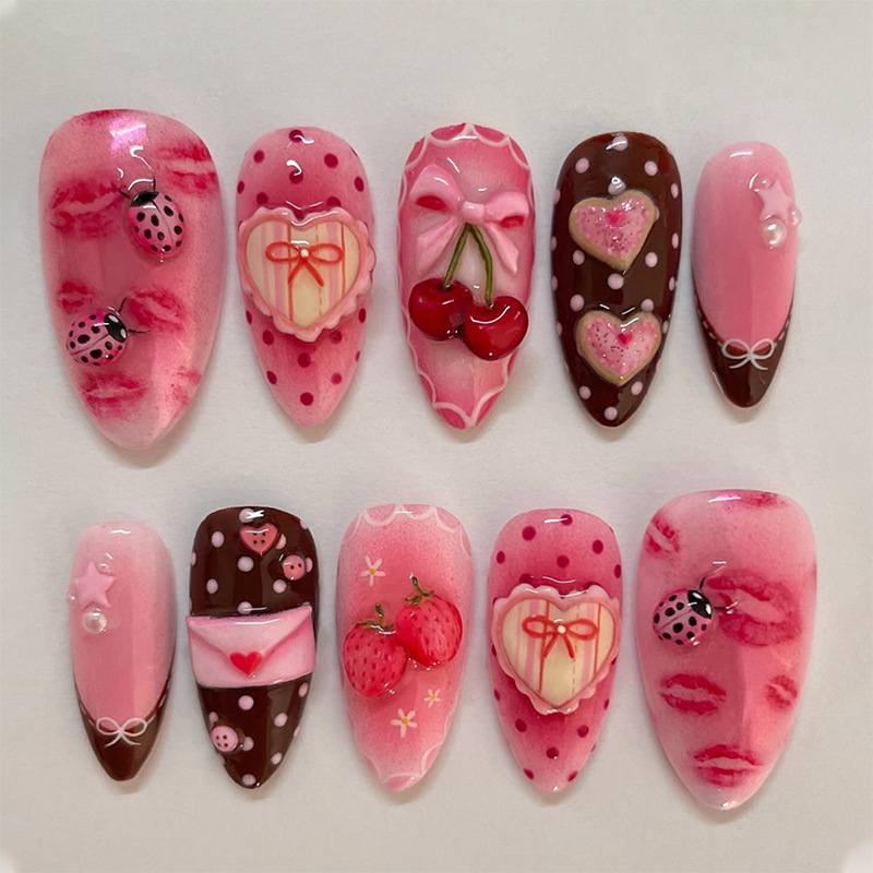 30 Pieces of Cross-Border Store Best-Selling Valentine's Day Nail Art Heart-Shaped Red Lip Nail Stickers New High-End Wearable Nails 30 Pieces of Cross-Border Store Best-Selling Valentine's Day Nail Art Heart-Shaped Red Lip Nail Stickers New High-End Wearable Nails