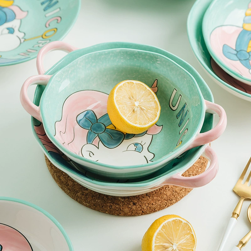 Creative cartoon tableware, ceramic set, soup bowl