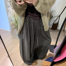 十三行秋上新磨毛碎花休闲裤女2025秋季新款宽松显瘦直筒气球裤子