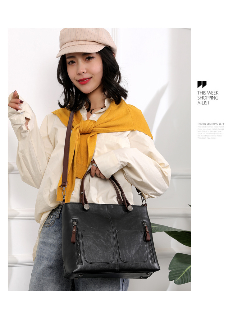 Double Pocket Large Capacity 2023 Popular New Fashion Shoulder Women's Tote Simplified Diagonal Straddle Bag_voghion.com