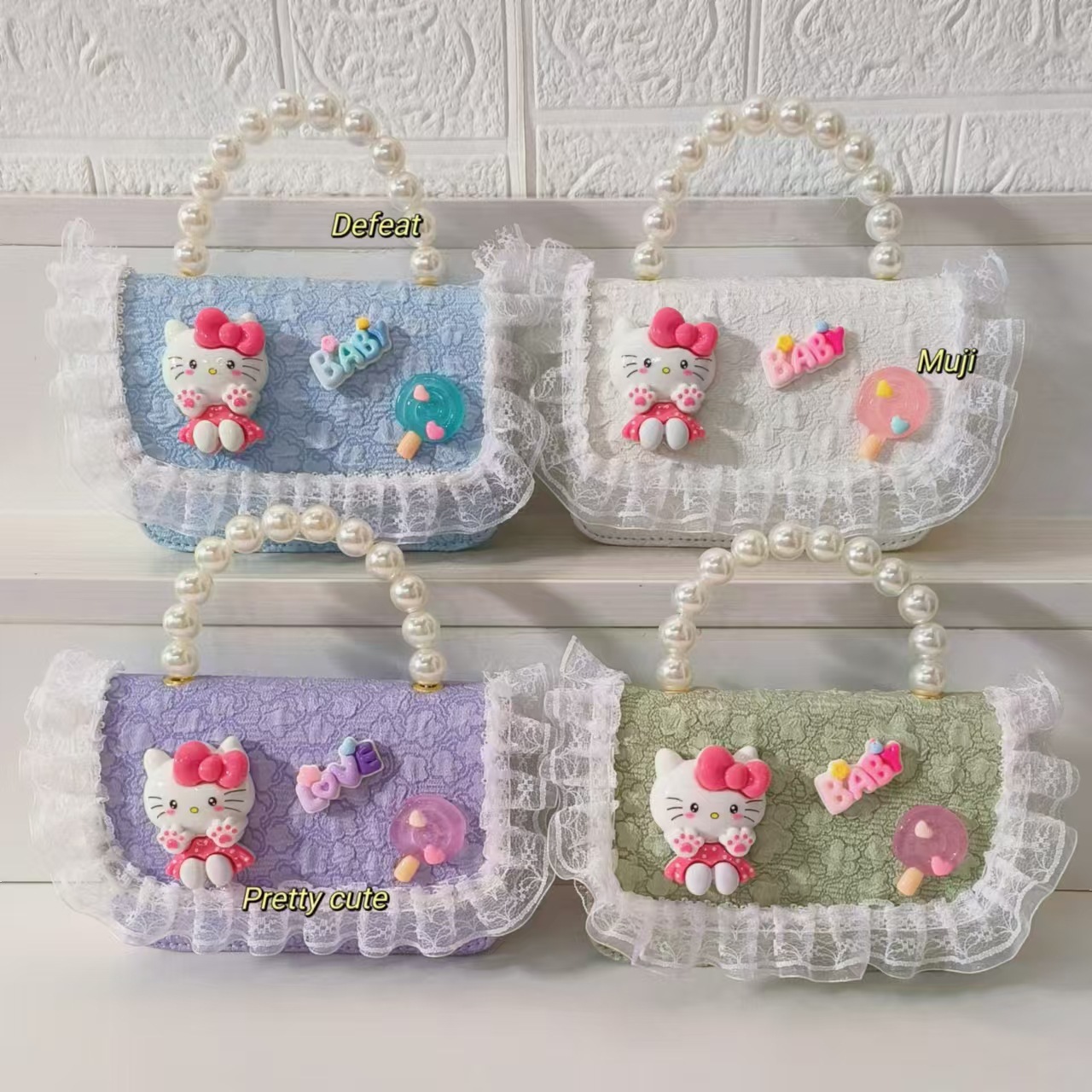 Bolso de perla bolso de hombro bolso de cambio bolso de princesa bolso de caricatura gato KT bolso de niños bolso de cadena bolso pequeño